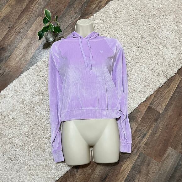 Victoria's Secret Tops - Victoria's Secret Size Large Purple Ribbed Velvet Cropped Dolman Pullover Hoodie